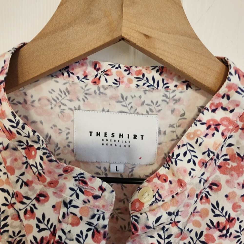 The Shirt by Rochelle Behrens Floral Button Down Shirt - Pink and White - Picture 2 of 7